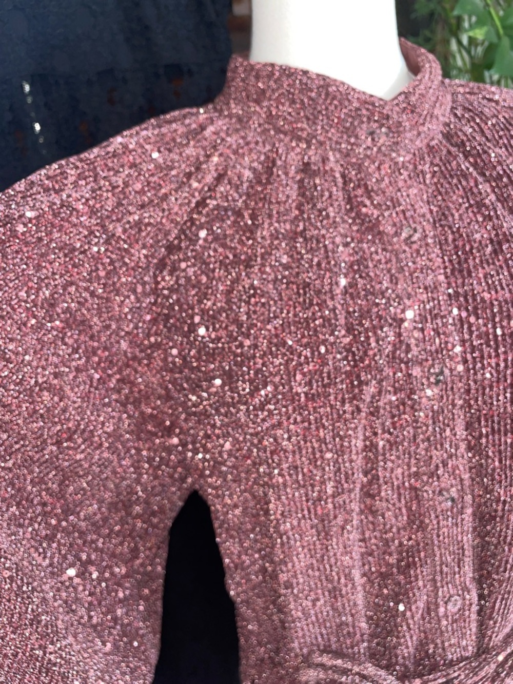 CIEBON Metallic Knit Nordstrom Sparkling Rose Pink Sequin Dress Medium Current - Picture 9 of 13